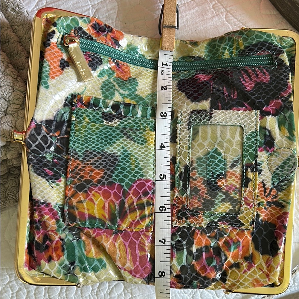 HOBO Floral Snake-Embossed Clutch in Cream, Black, Yellow, Green - Picture 4 of 6
